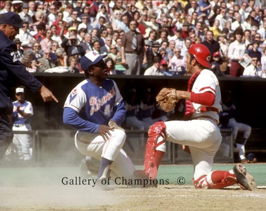 Hank Aaron Johnny Bench Crosley Field Framed 8x10 Photo Reds Braves HOF